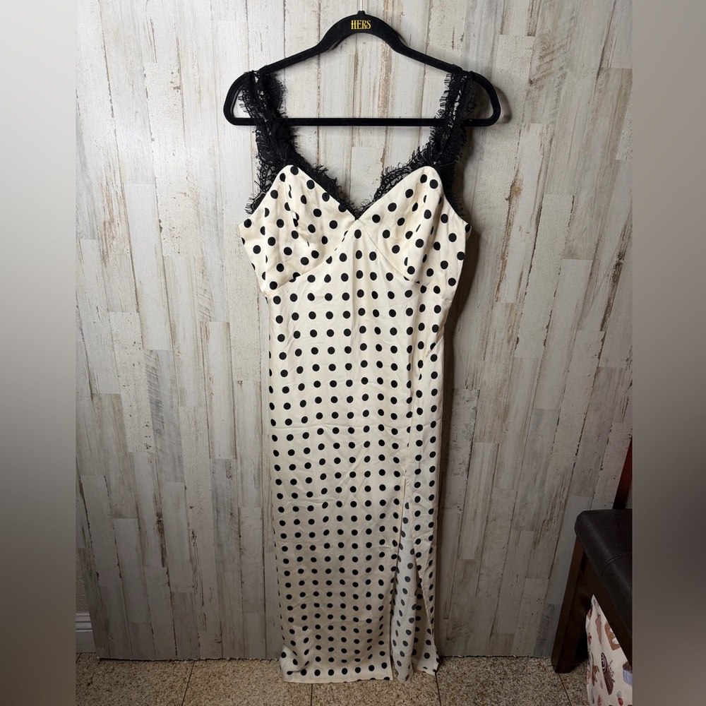 Astr Black and Cream Polka Dot Maxi Dress